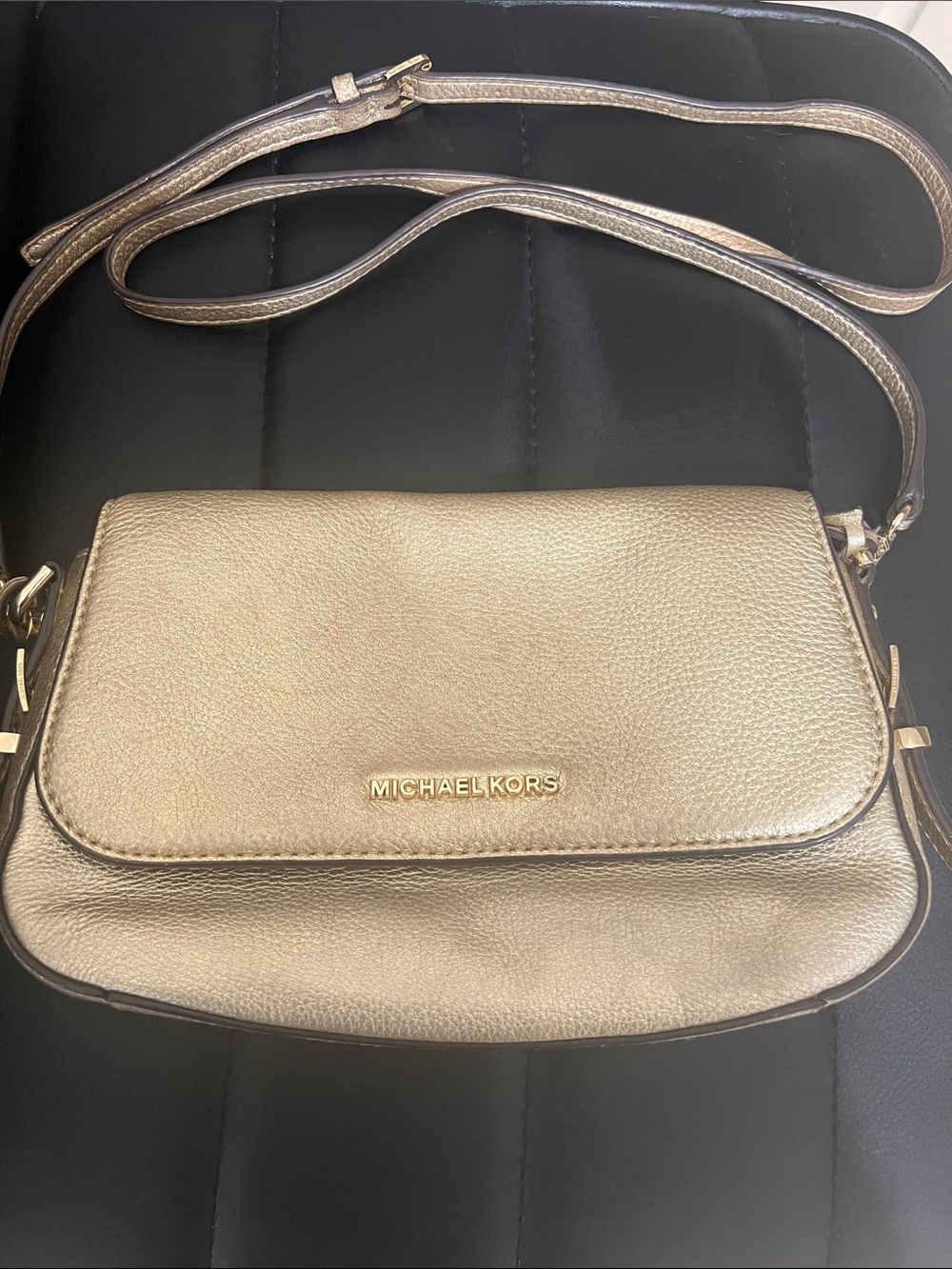 Michael Kors Metallic Gold Pebbled Crossbody Bag